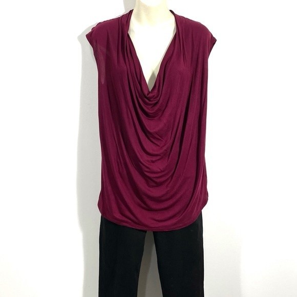 CAbi Style 535 Burgundy Draped Neck Top - Picture 1 of 9